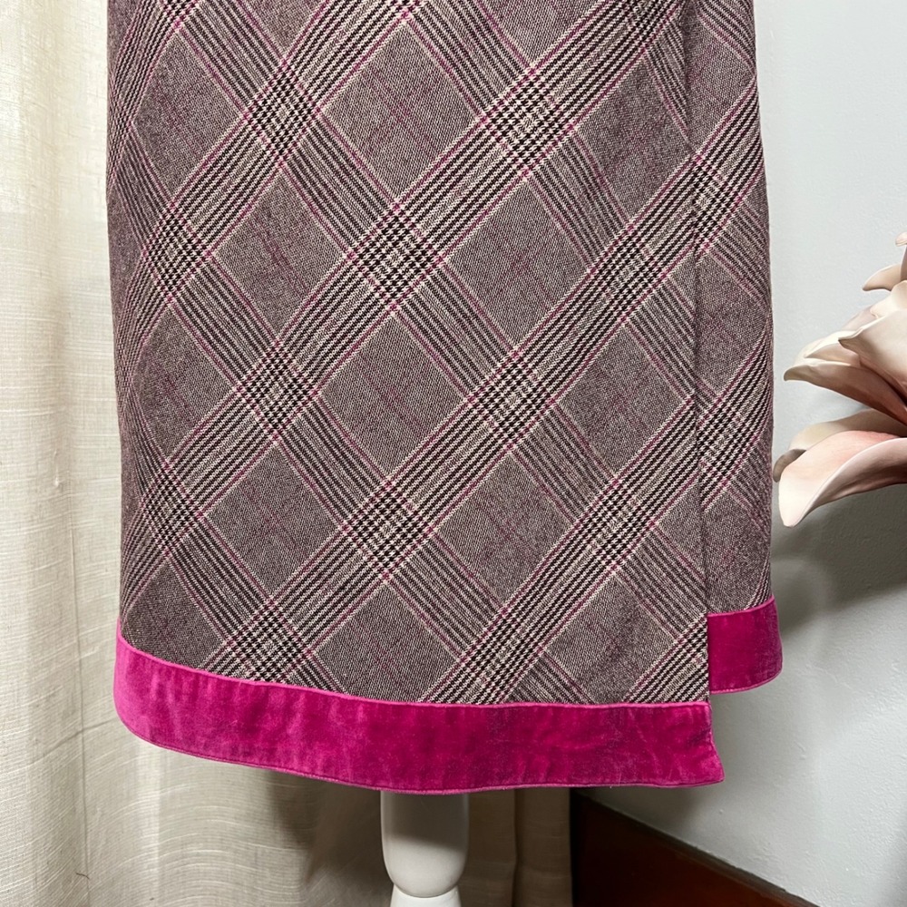 Y2K Vintage Oscar de la Renta Plaid Skirt Faux Wrap Pink Preppy‎ Women's Size 6 - Picture 3 of 10